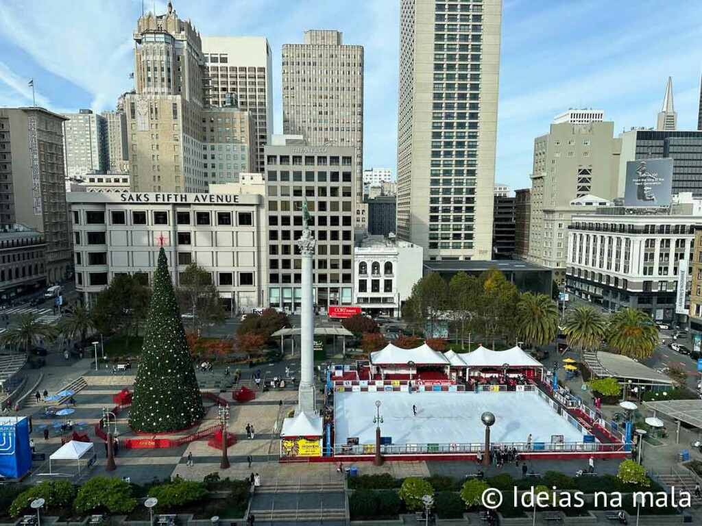 Decoração de natal e pista de patinação no gelo Union Square - San Francisco