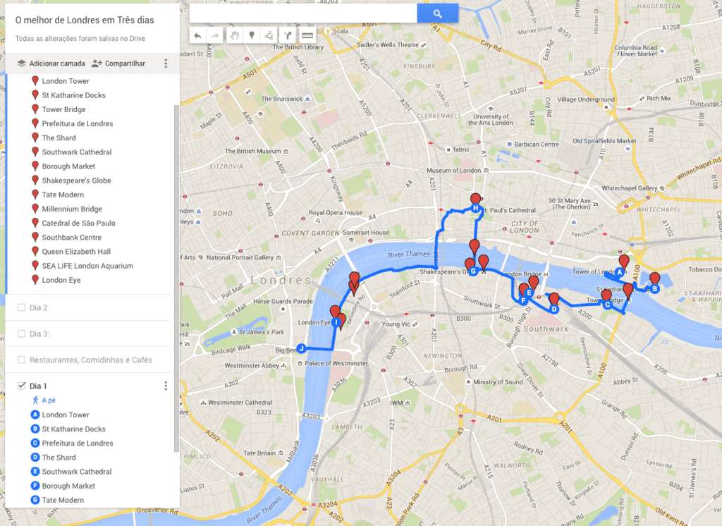 Mapa Londres dia 1