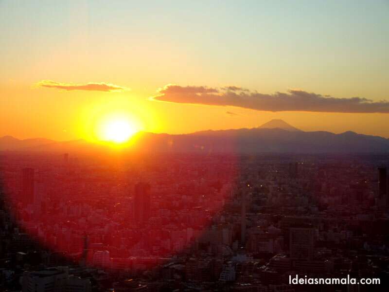 pôr do sol e Mt. Fuji vistos da Tokyo City View: passeio imperdível