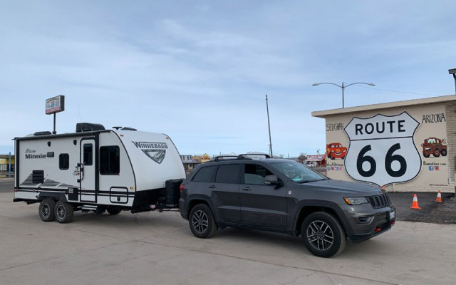Nosso trailer Rocky na viagem entre a Califórjnia e a Flórida