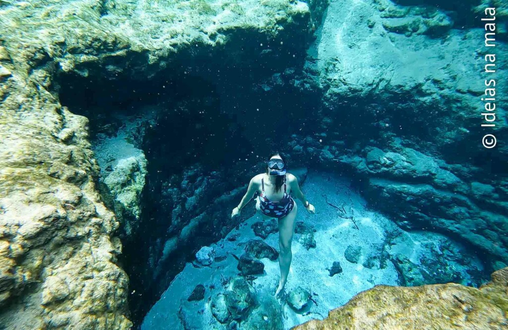 Mergulhando na Caverna em Ginnie Springs na Flórida
