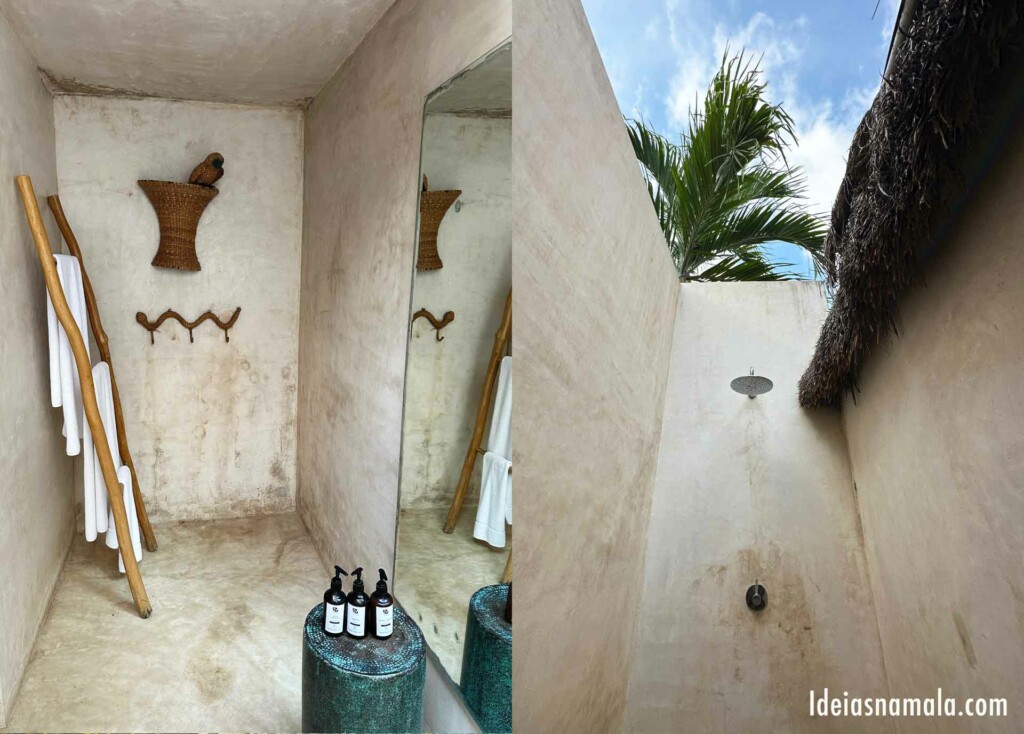 Banheiro ao ar livre no La Valise Tulum