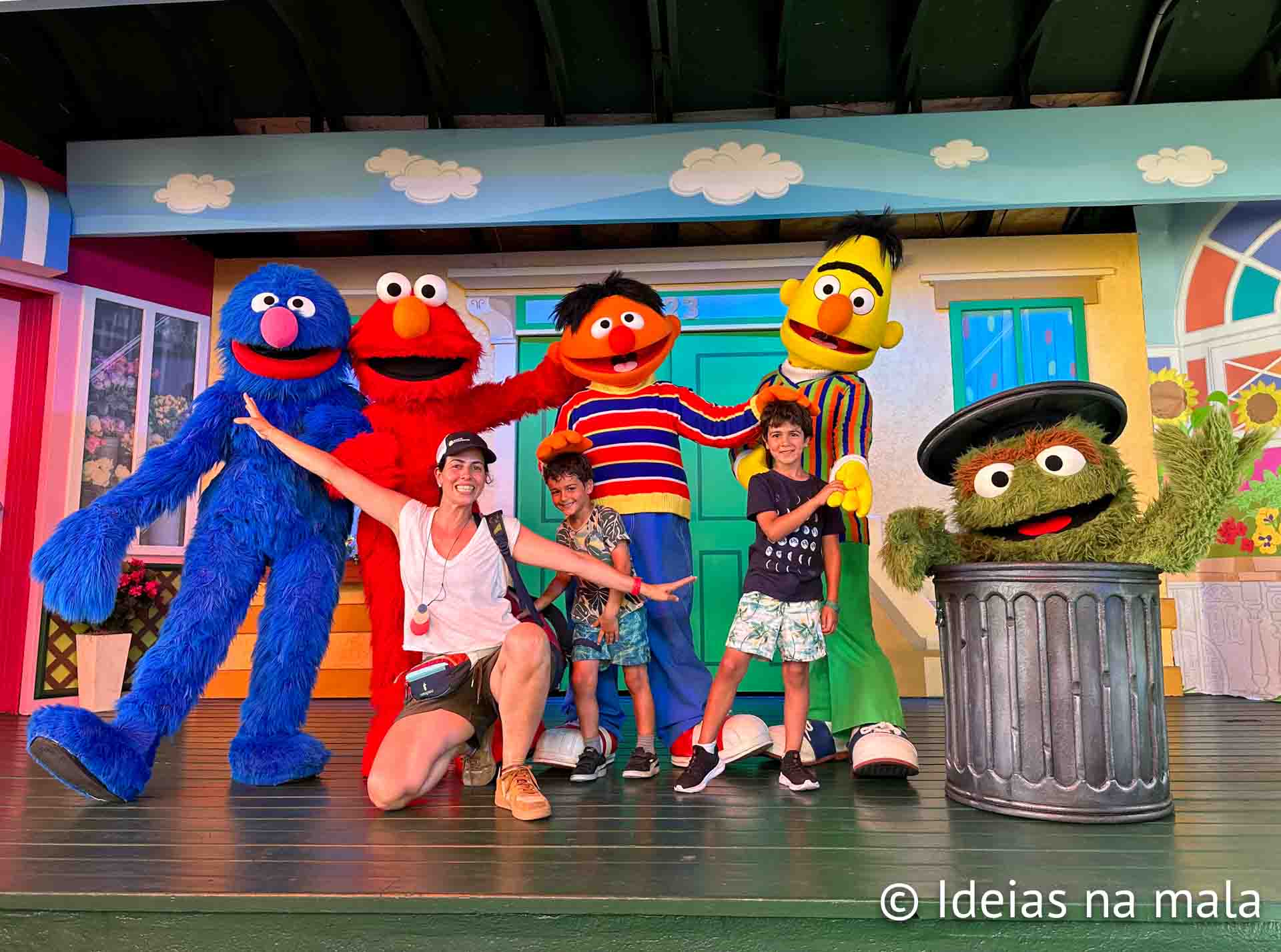 Encontro com personagens da Vila Sésamo no Busch Gardens