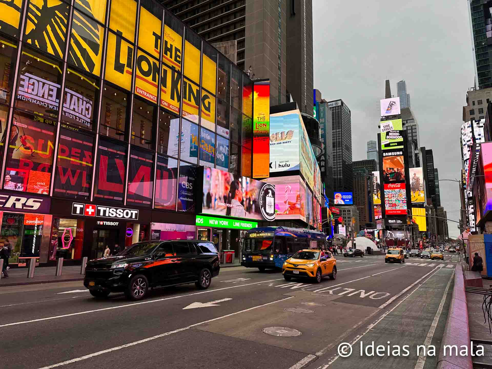 Região da Times Square, uma das melhores áreas pra ficar em Nova York