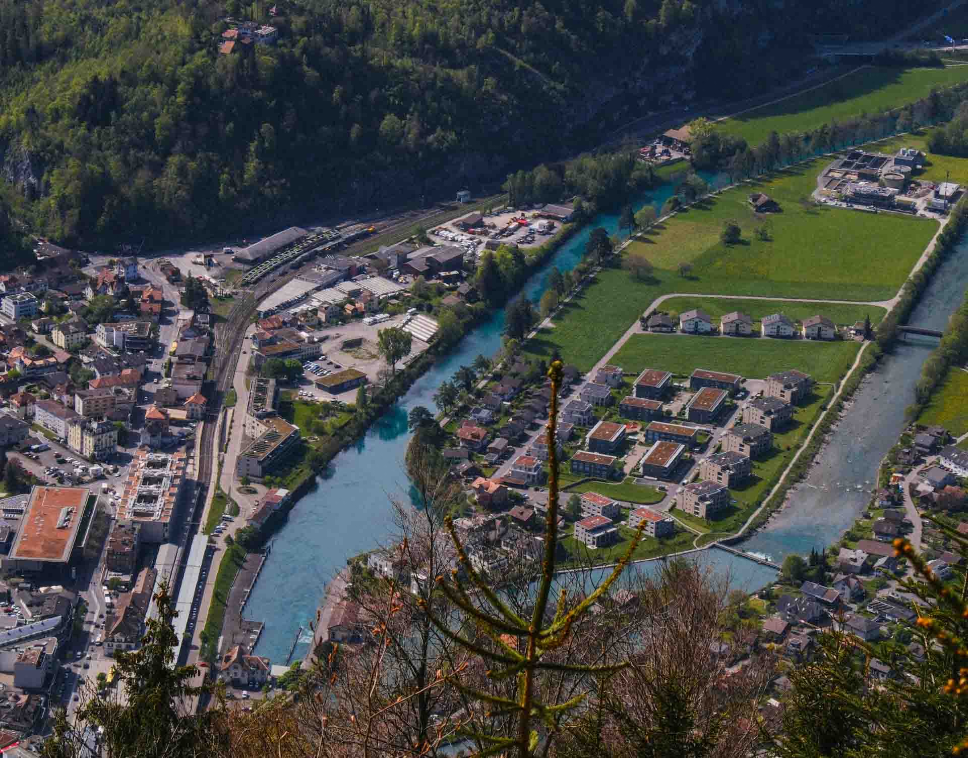 Interlaken vista do altdo da montanha Harder Kulm