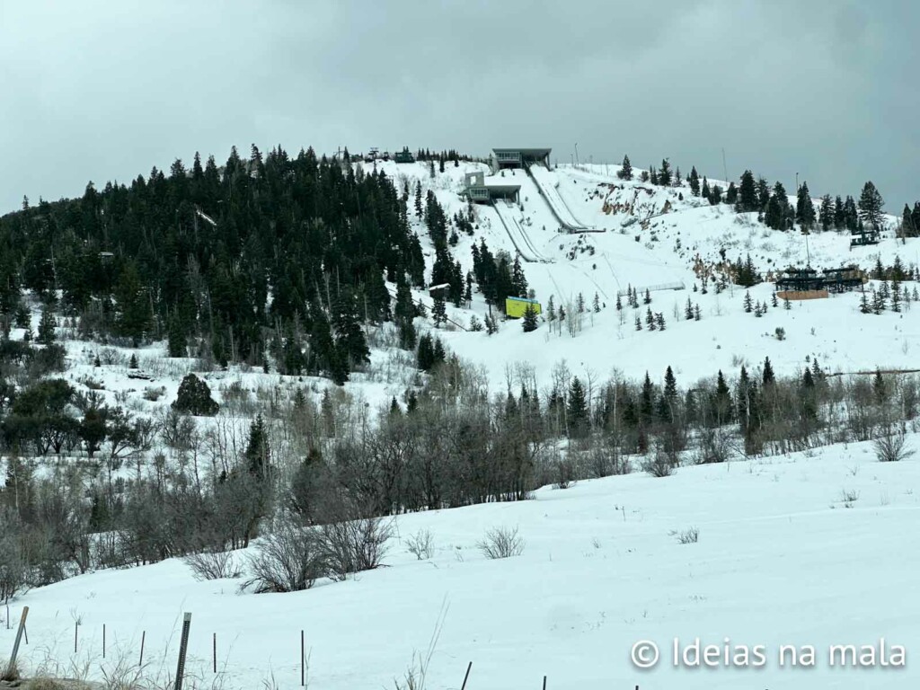 Utah Olympic Park em dia de neve