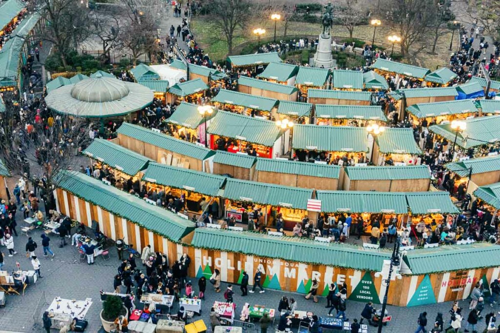 Union Square Holiday Market em Natal em Nova York