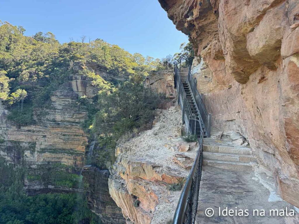 como é a Trilha Wentworth Falls em Blue Mountains