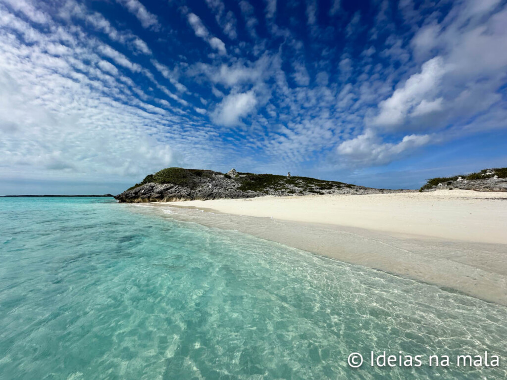 Ilha deserta em Exuma. Final do Passeio de Barco Bahamas