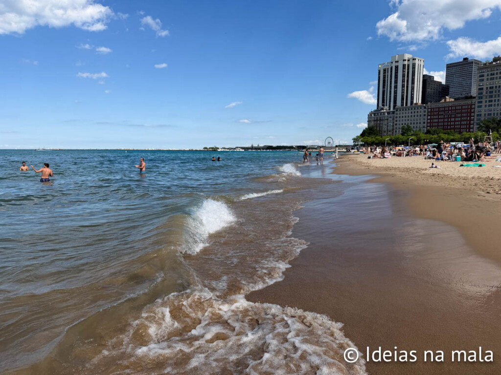 Praia no Lago Michigan em Chicago