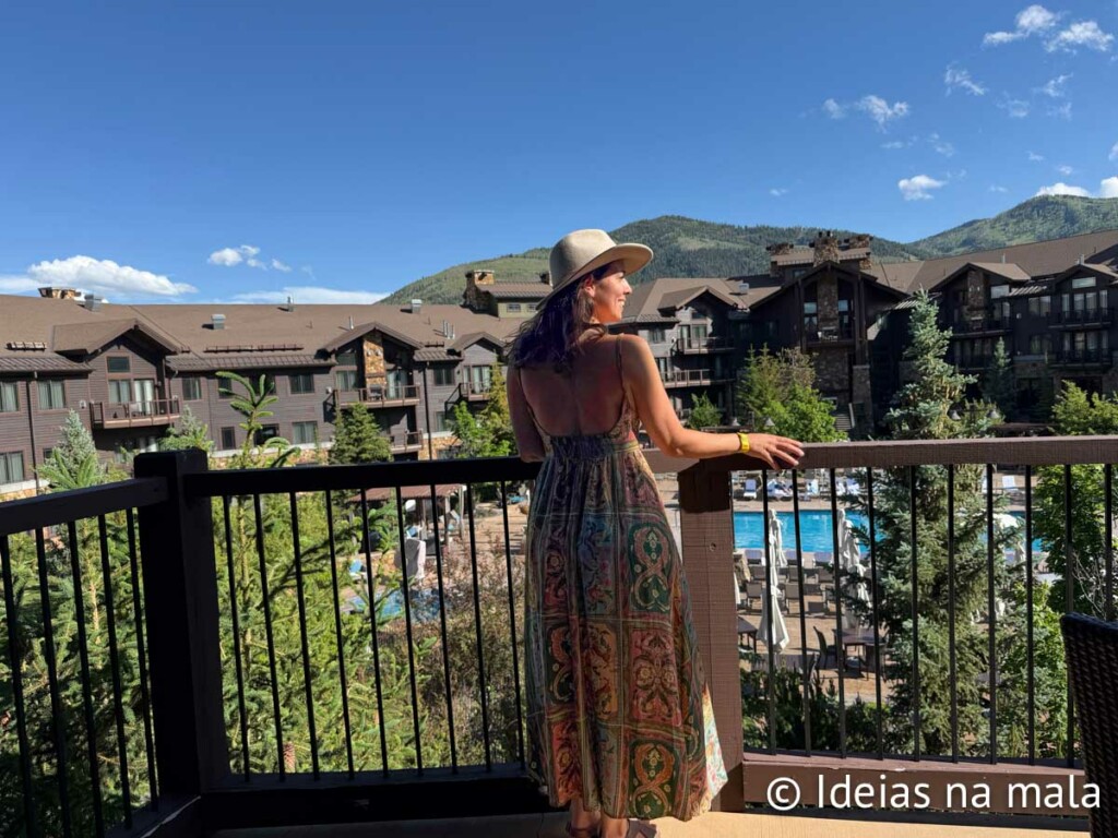 Varanda do nosso quarto no Waldorf Astoria em Park City